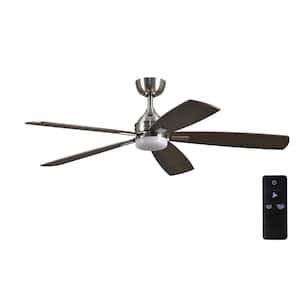 Beckford 52 in. Indoor Brushed Nickel Ceiling Fan with Adjustable White Integrated LED with Remote Control Included