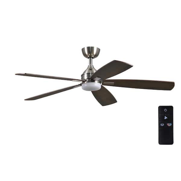 Home Decorators Collection Beckford 52 in. Indoor Brushed Nickel Ceiling Fan with Adjustable White Integrated LED with Remote Control Included