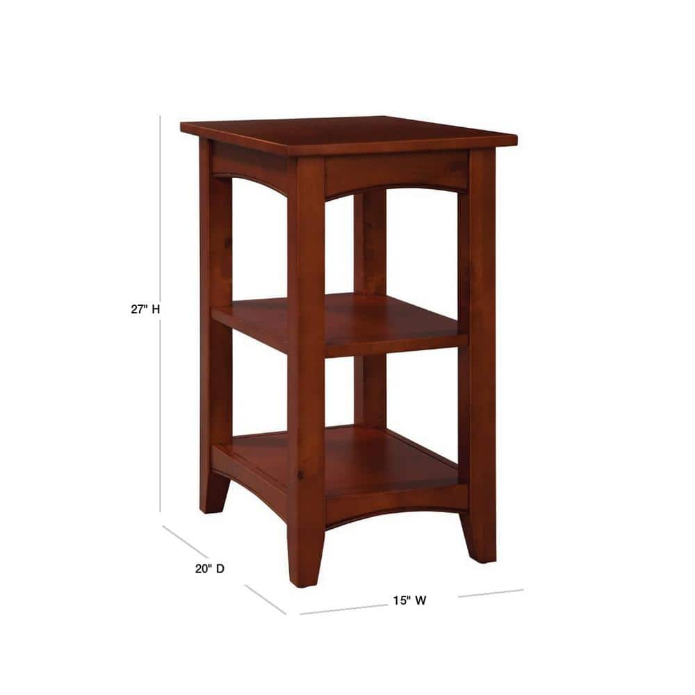Cherry Hardwood 2-Shelf Side Table
