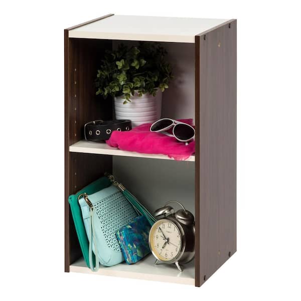 IRIS 23.62 in. Walnut Brown/White Faux Wood 2-shelf Standard