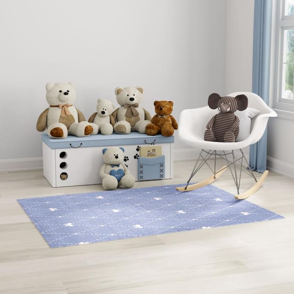 Imagination Blue 4 ft. x 5 ft. Graphic Contemporary Area Rug