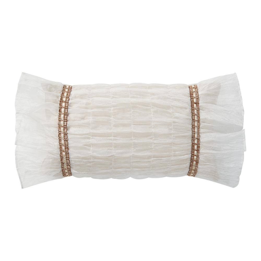 Gold and White Polyester Decorative Throw Pillow Set
