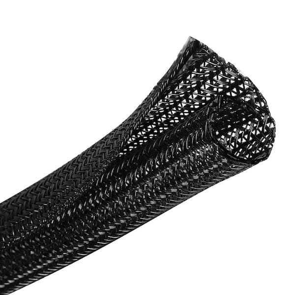 1 in Split Wire Loom Tubing 25 ft Cable Sleeve for Cord Management, Abrasion and Flame Resistant Black