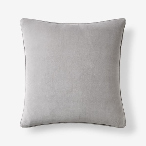 The Company Store Legends Luxury Gray Velvet 20 in. X  20 in. Throw Pillow Cover