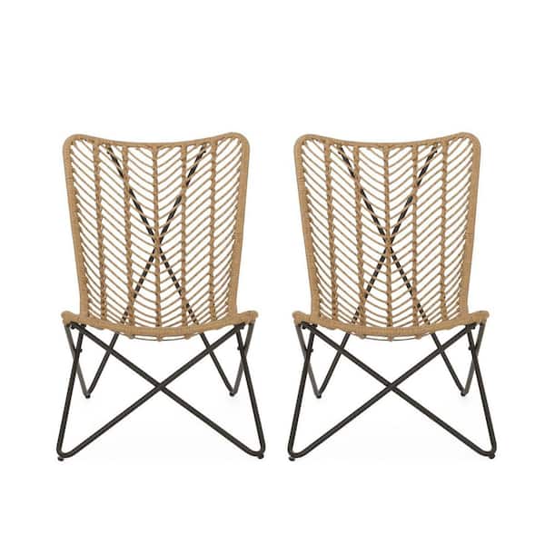 Anky Light Brown Wicker Outdoor Lounge Chair (Set of 2)