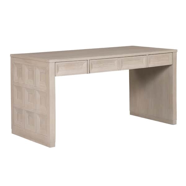 Flonnin 60 in. Rectangle Tawny Wood 3-Drawer Desk with Keyboard Tray