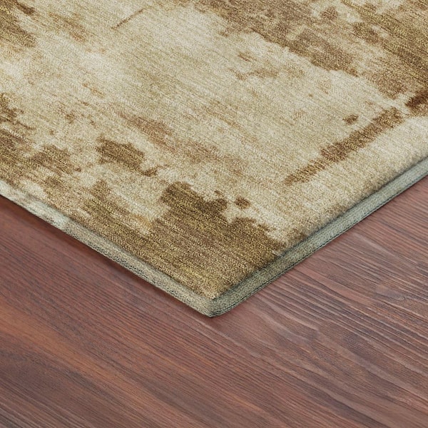 Mayfield Premium Machine Washable Abstract AMF2362 Brown 2 ft. x 7 ft. Runner Rug