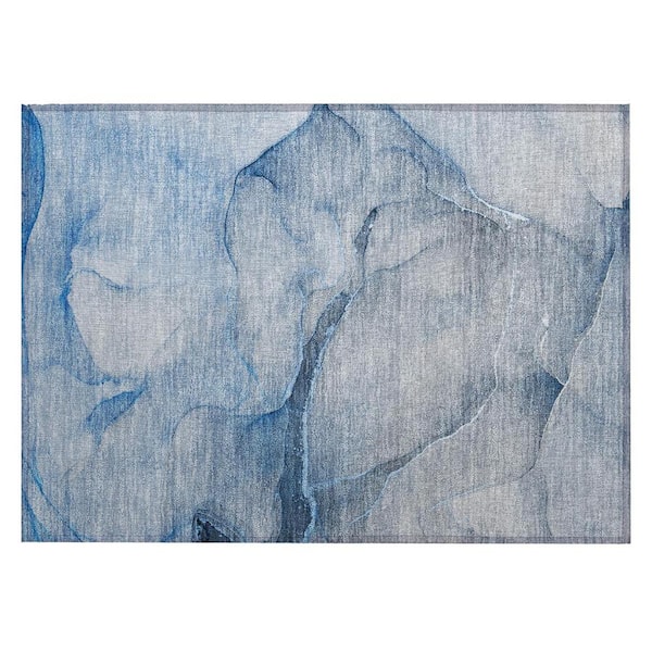 HomeRoots Blue 2 ft. x 3 ft. Abstract Indoor/Outdoor Area Rug