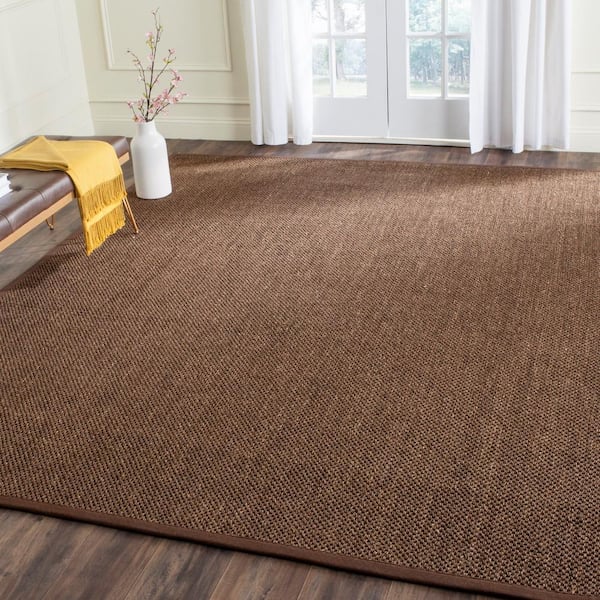 Natural Fiber Brown 8 ft. x 10 ft. Border Area Rug