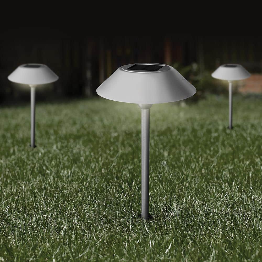 Feit Brushed Nickel Solar Powered LED Pathway Light with Dusk to Dawn