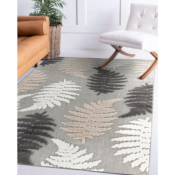 World Rug Gallery Seville Floral Leaves Indoor/Outdoor Area Rug - Multi 7'10 x 10