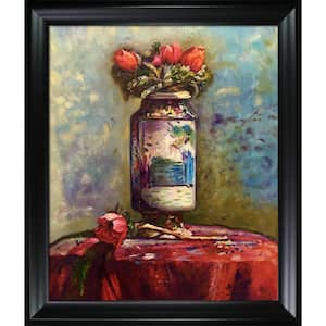 Anemones in a Chinese Vase by Edouard Vuillard Black Matte Framed Nature Oil Painting Art Print 25 in. x 29 in.