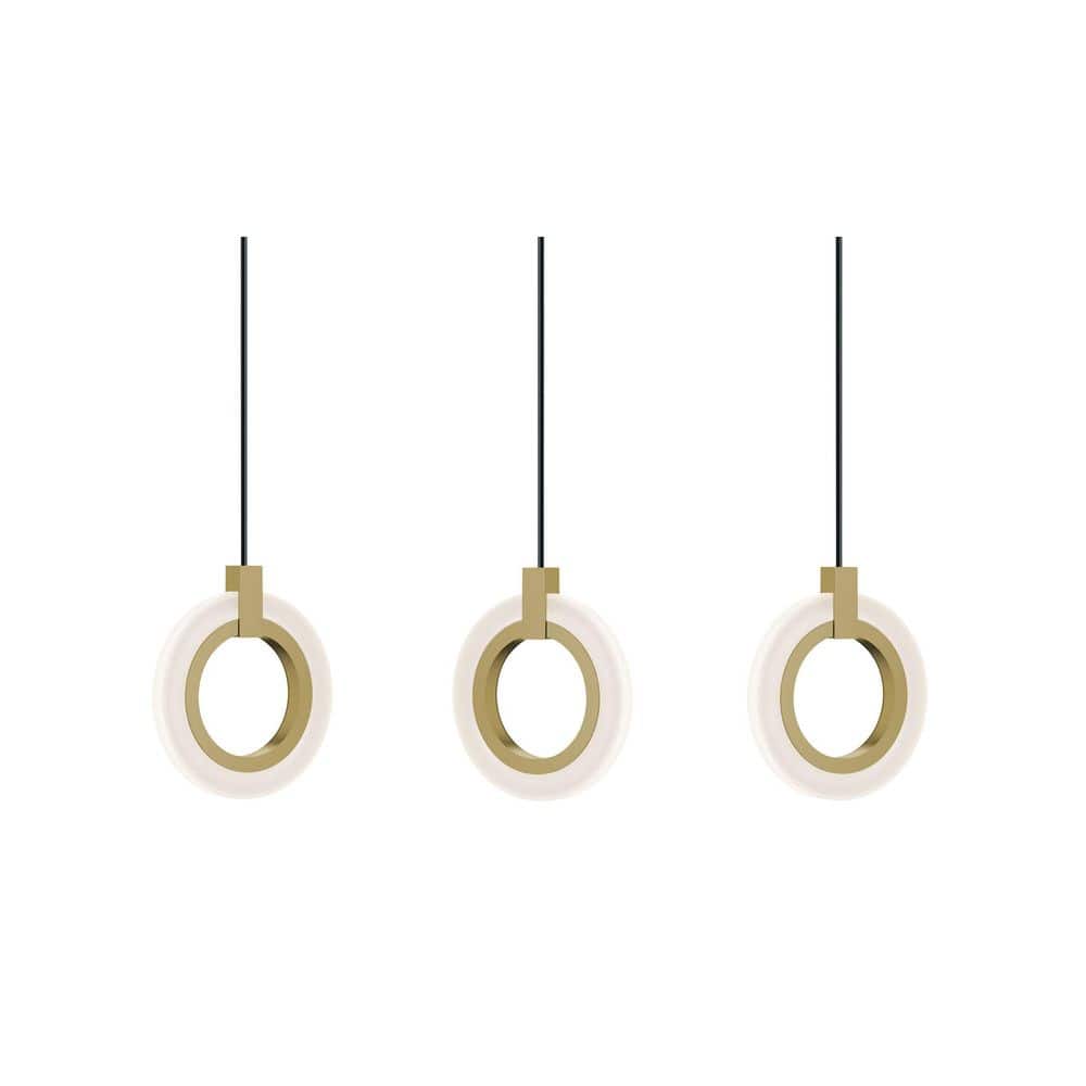 Halo 18-Watt 3-Light Integrated LED Pendant Light Light Antique Brass with White Acrylic Shade price history on PriceWatchPro