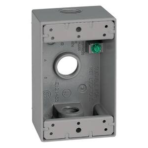 1-Gang Metal Weatherproof Electrical Outlet Box with (3) 1/2 inch Holes, Gray