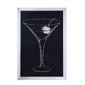Black and Clear Wooden Framed Martini Wall Art