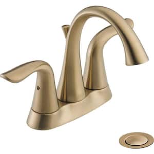 Lahara 4 in. Centerset 2-Handle Bathroom Faucet with Metal Drain Assembly in Champagne Bronze