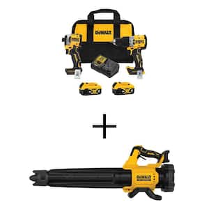 20V MAX XR Hammer Drill and ATOMIC Impact Driver 2 Tool Cordless Combo Kit and Handheld Blower w/(2) 4Ah Batteries