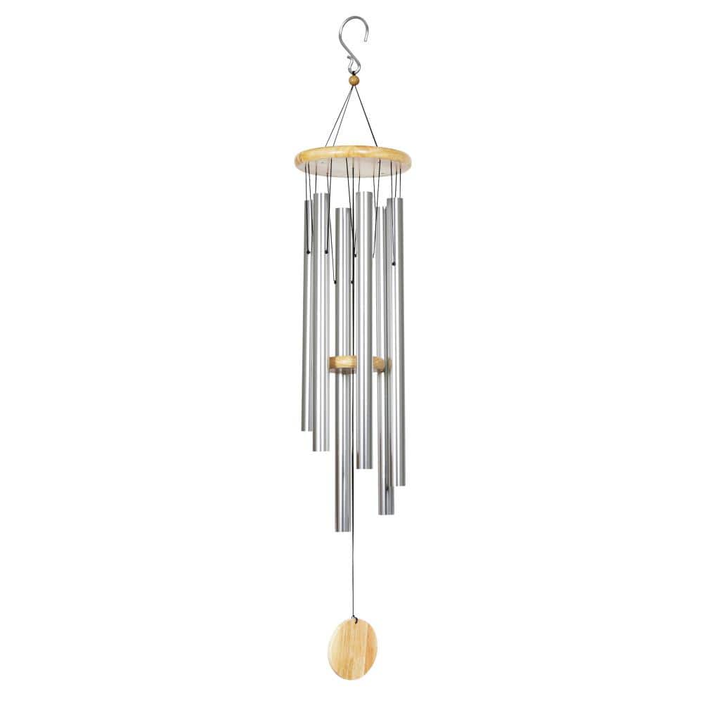 Exhart Silver Large Metal Wind Chimes 18178-RS - The Home Depot