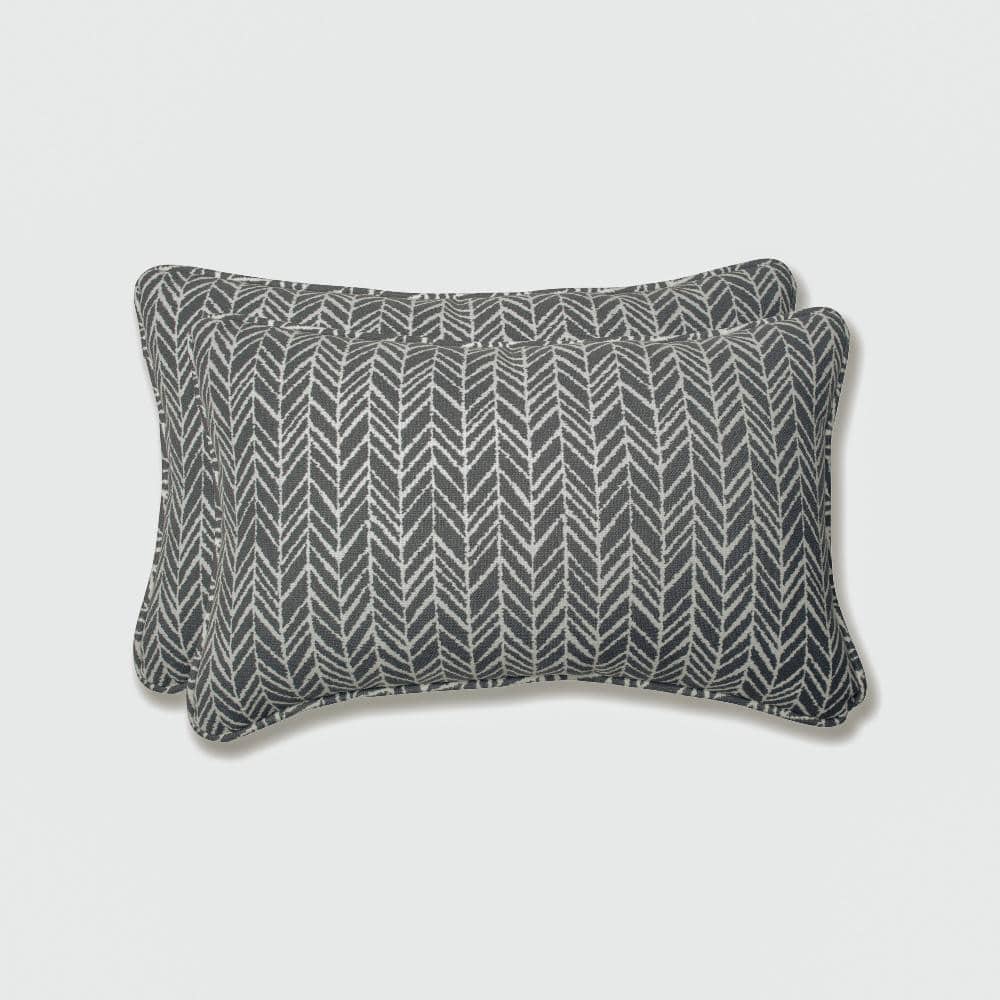 Slate Embroidered Chevron 18.5'' Outdoor Rectangular Throw Pillow Set