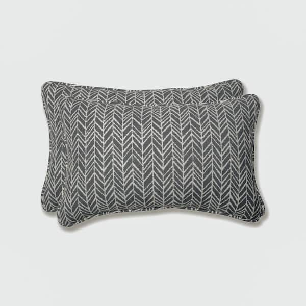 Pillow Perfect Grey Rectangular Outdoor Lumbar Throw Pillow 2-Pack