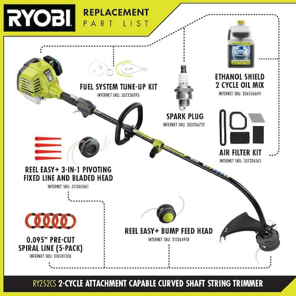 RYOBI 25 cc 2-Stroke Attachment Capable Full Crank Curved Shaft