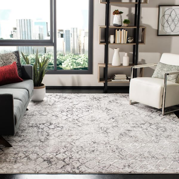 Amelia Gray/Light Gray 12 ft. x 18 ft. Abstract Diamond Area Rug