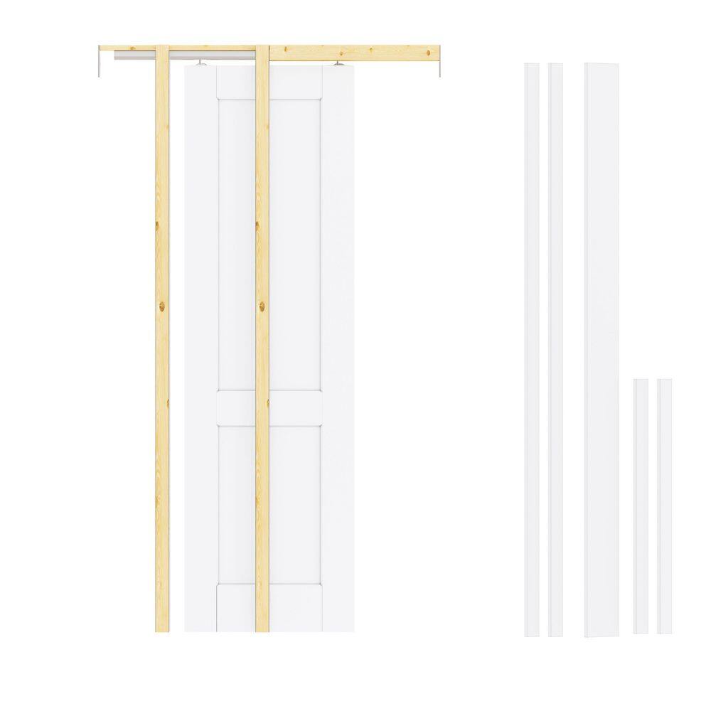 24 in. x 80 in. White Primed 2-Lite Solid Core Wood Sliding Pocket Door with Pocket Door Frame, Jamb and Hardware Kit price history on PriceWatchPro
