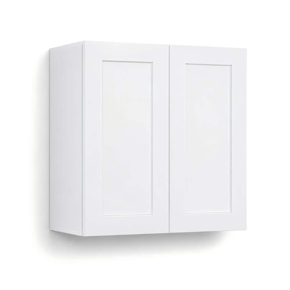 30 inch W x 12 inch D x 30 inch H White Shaker Solid Wood Wall Cabinet with Soft-Close Doors price history on PriceWatchPro