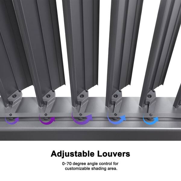 PURPLE LEAF 11.4 ft. x 23.3 ft. Gray Aluminum Patio Louvered