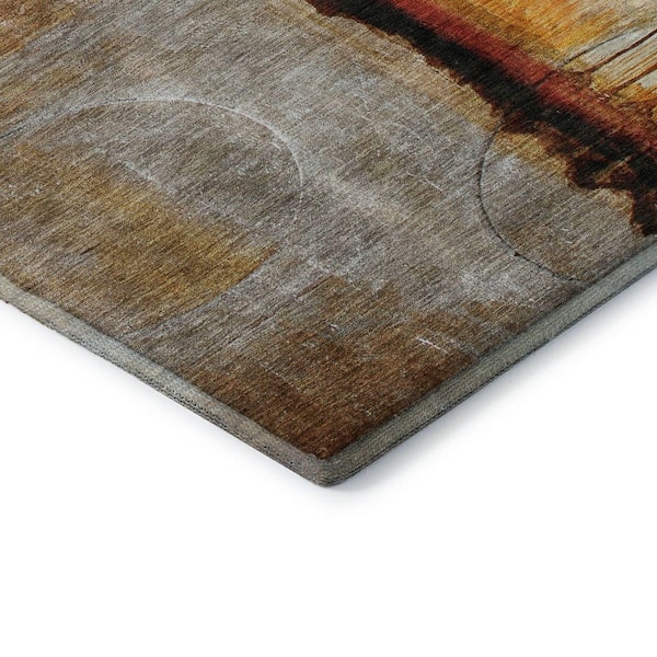 Mayfield Premium Machine Washable Abstract AMF2059 Paprika 8 ft. x 10 ft. Area Rug