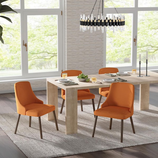 Nestor Orange 19.5 in. W Modern Upholstered Dining Chair with Effortless Assembly (Set of 4)