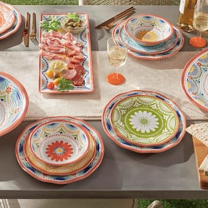 Vera Cruz 12-Piece Casual Multicolor Melamine Outdoor Dinnerware Set (Service for 4)