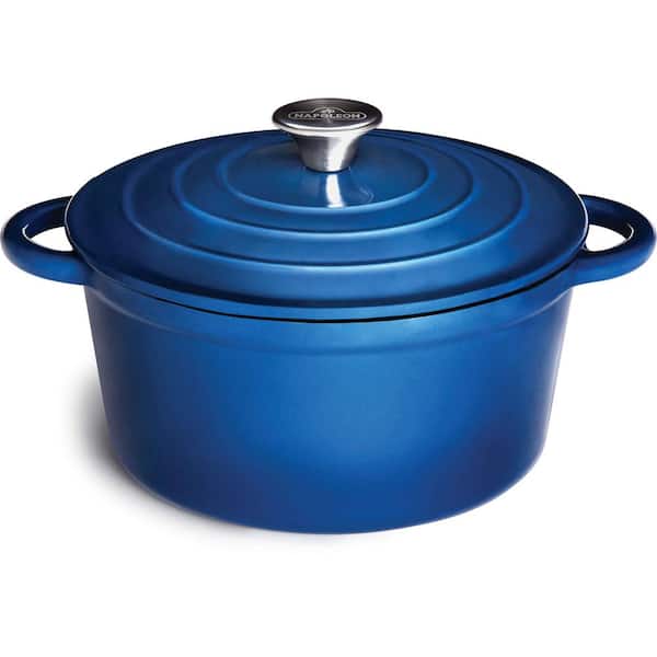 NAPOLEON 4 qt. Cast Iron Round Casserole Dish in Blue