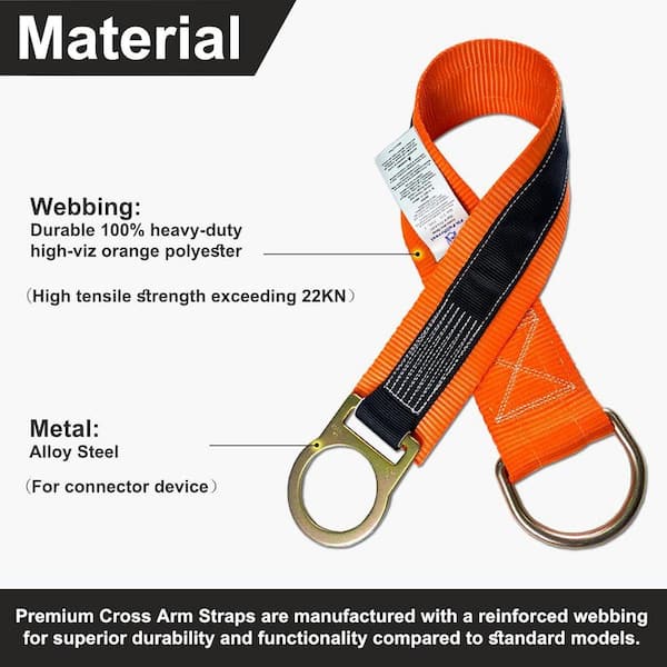 KIWDZFU 3 ft. Double Steel D-Ring Safety Strap Cross Arm Strap