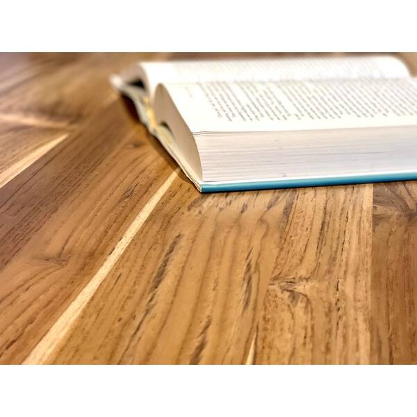 HARDWOOD REFLECTIONS 8 ft. L x 25 in. D Finished Teak Solid Wood Butcher Block Countertop With Live Edge 1525HDLEUVTE-98