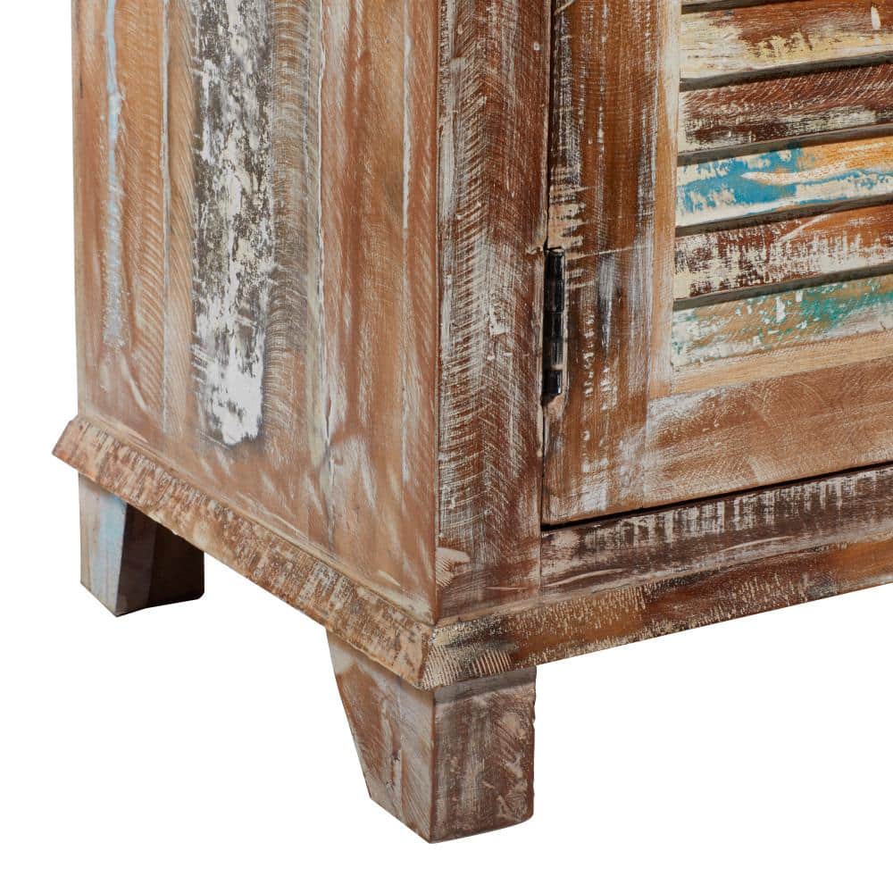 Rustic Dark Brown Reclaimed Wood Cabinet with Adjustable Shelving