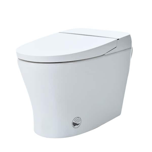 1-Piece 1/1.28 GPF Dual Flush Elongated Shape Smart Toilet in Glossy White