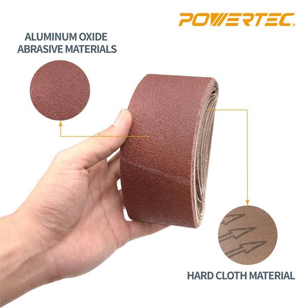 POWERTEC 401412 2-1/2 in. x 14 in. 120-Grit Aluminum Oxide Sanding Belt (10-Pack)