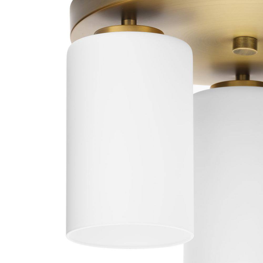 Vintage Brass 3-Light Flush Mount with Glass Shades