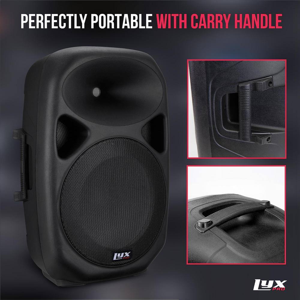 15" Black Portable PA Speaker with Bluetooth and MP3 Input
