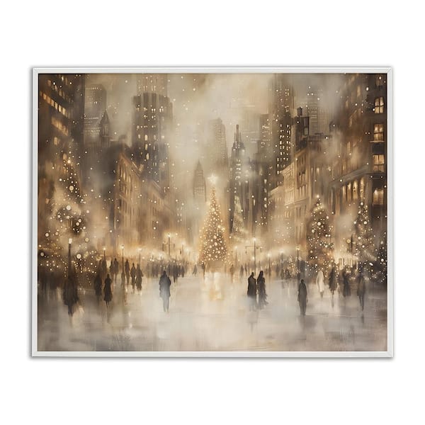 Christmas in New York by Arlington Prints 1-Piece White Framed Giclee Country Art Print 24 in. x 30 in.