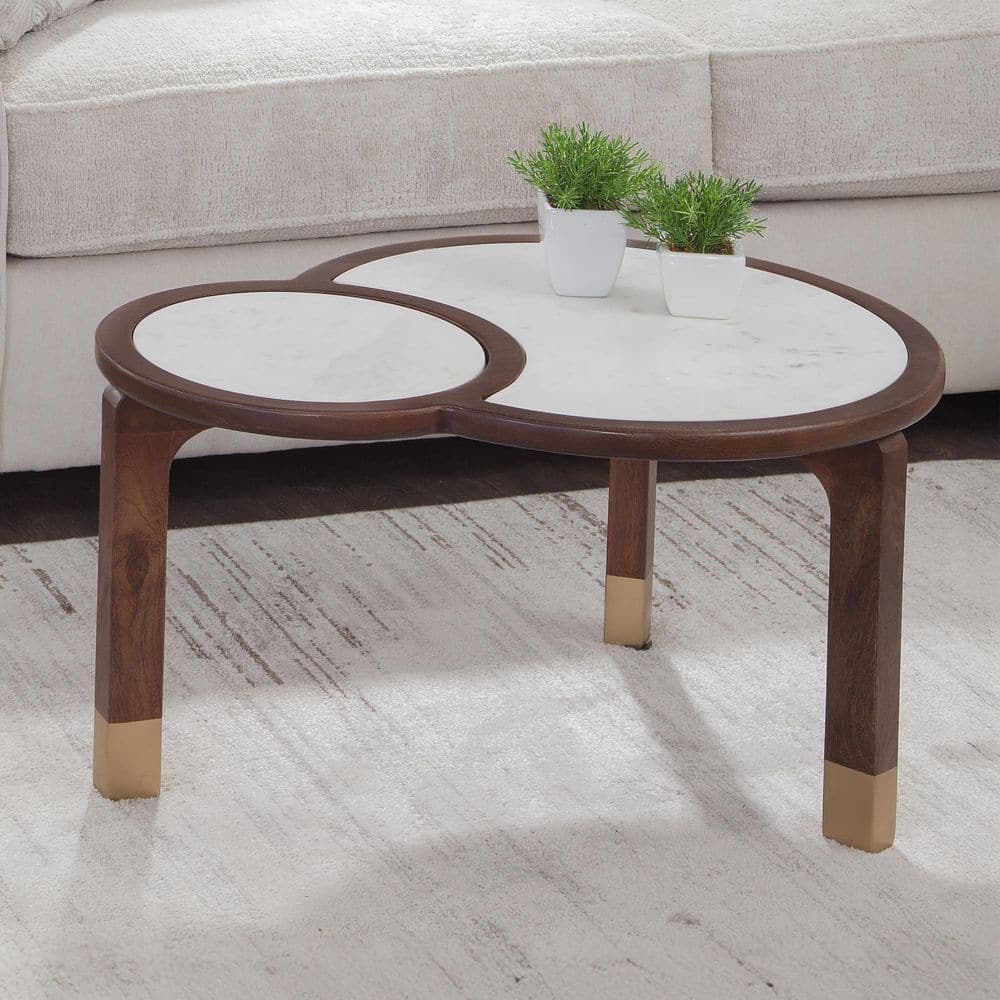Oormi 30 in. Glass Inlay Specialty Brown Wood Cocktail Table price history on PriceWatchPro