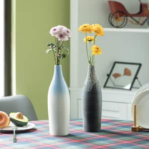 Modern Decorative Ceramic Table Vase Ripped Design Bottle Shape Flower Holder (Set of 2)