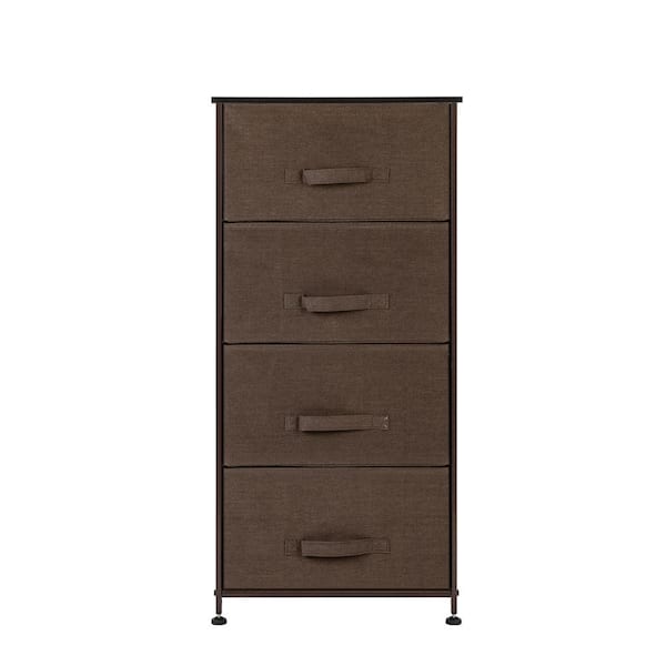 Karl home 11.87 in W. x 37.5 in. H Brown 4-Drawer Fabric Storage Chest with Brown Drawers