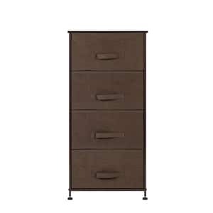 11.87 in W. x 37.5 in. H Brown 4-Drawer Fabric Storage Chest with Brown Drawers