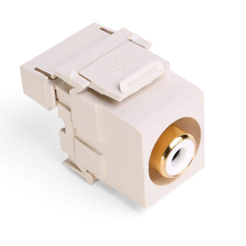 Leviton QuickPort RCA 110-Type Connector with White Barrel, Light Almond