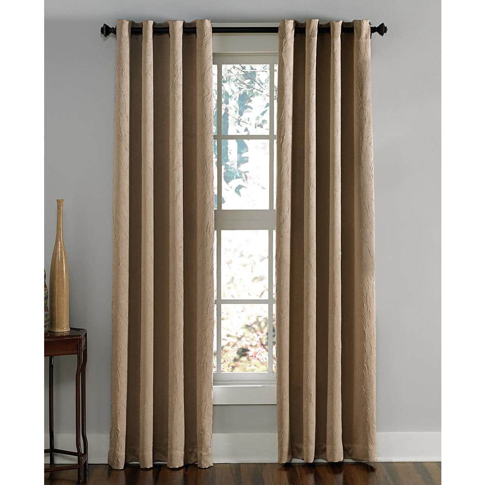 Curtainworks Taupe Solid Grommet Room Darkening Curtain - 50 in. W x ...