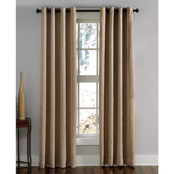 Curtainworks Taupe Solid Grommet Room Darkening Curtain - 50 in. W x 144 in. L