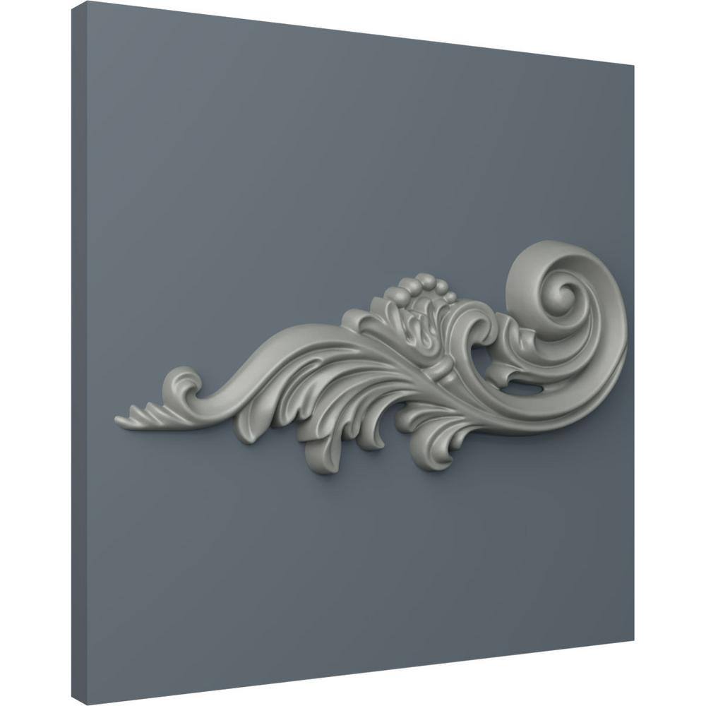 White Primed Polyurethane Scroll Onlay, Left 11 7/8"W x 4 7/8"H