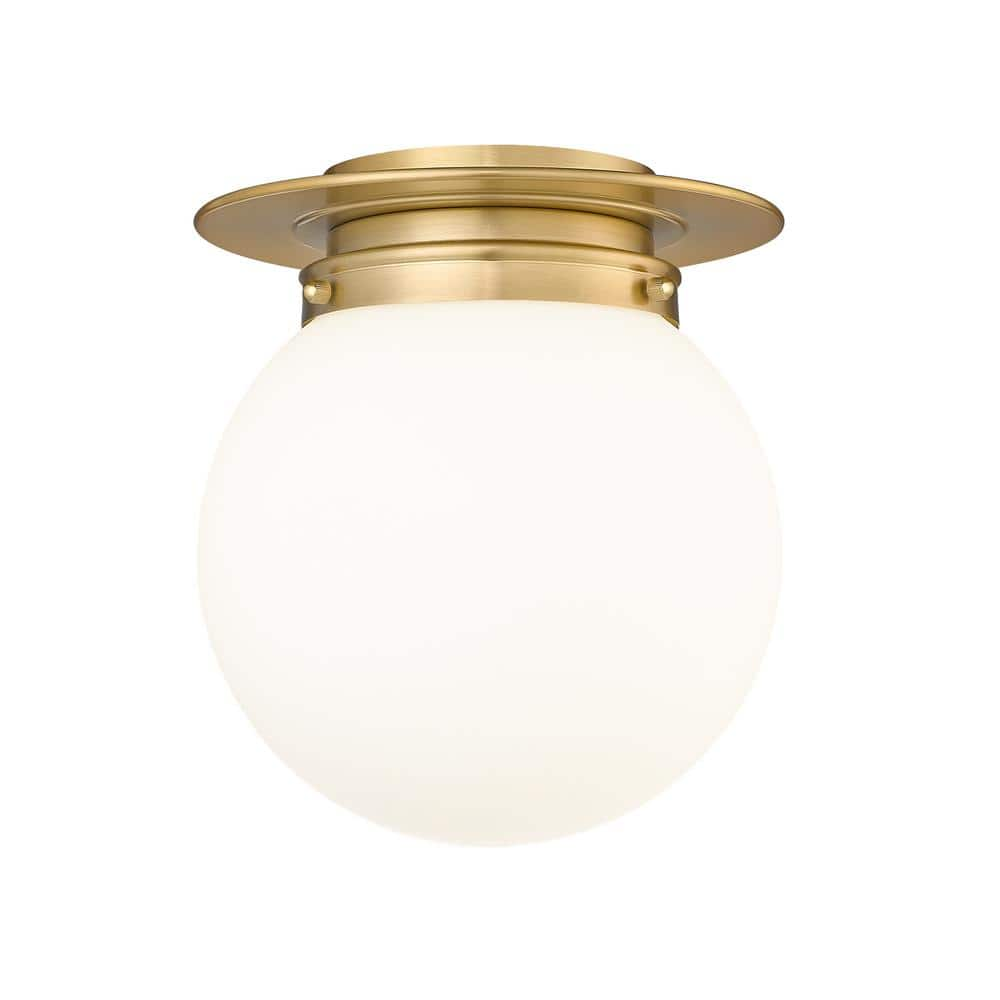 Calhoun 9 In. 1-light Heritage Brass Modern Farmhouse Flush Mount With 